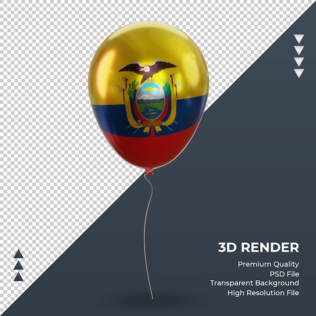 3d globo bandera de ecuador representación de lámina realista vista frontal