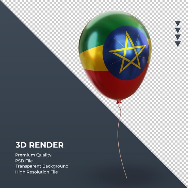 3d globo bandera de etiopía lámina realista renderizado vista izquierda