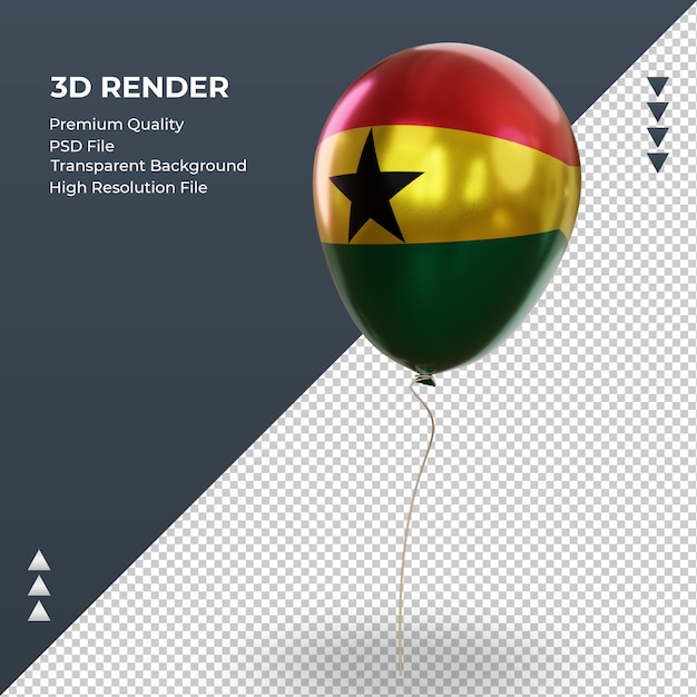 PSD 3d globo bandera de ghana representación de lámina realista vista derecha
