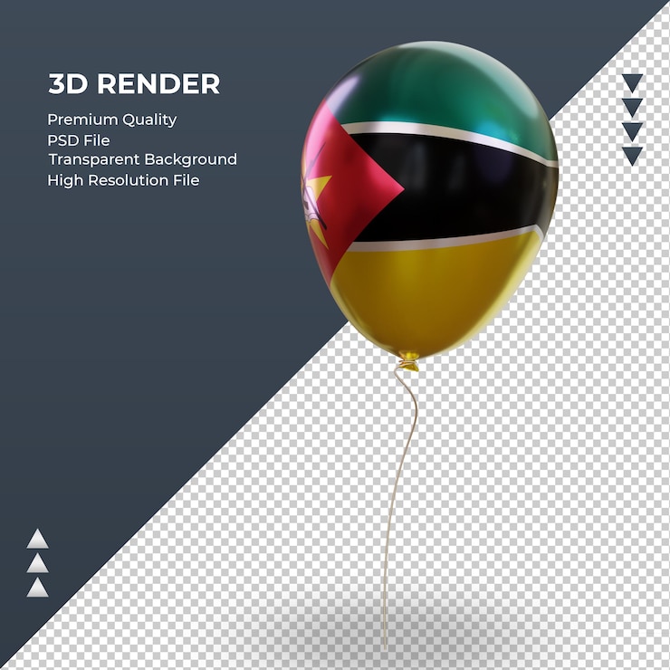 PSD 3d globo bandera de mozambique lámina realista renderizado vista derecha