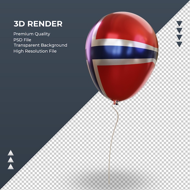 PSD 3d globo bandera noruega lámina realista renderizado vista derecha
