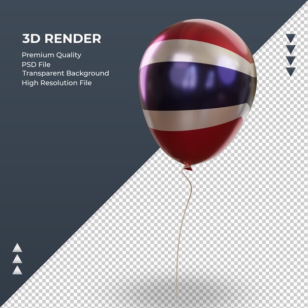 PSD 3d globo bandera de tailandia lámina realista renderizado vista derecha