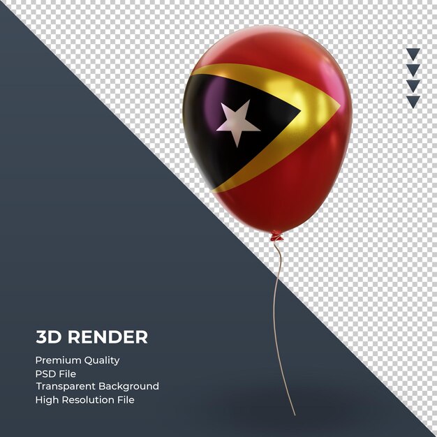 3d globo bandera de timor leste lámina realista renderizado vista izquierda