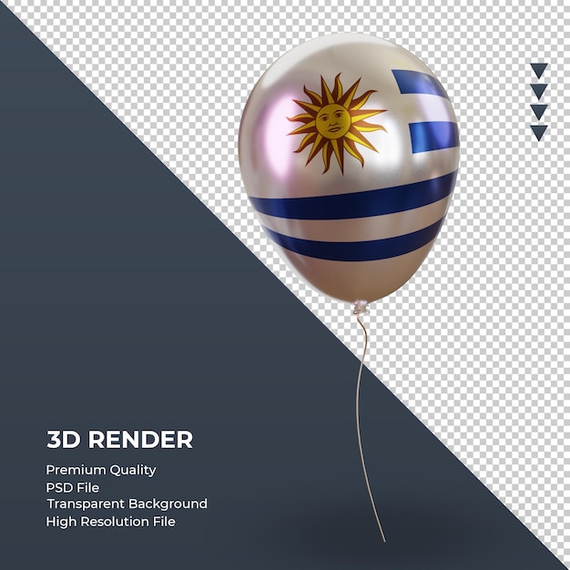 PSD 3d globo bandera de uruguay representación de lámina realista vista izquierda