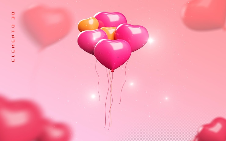 PSD 3d globo corazón etiqueta vacía día de san valentín