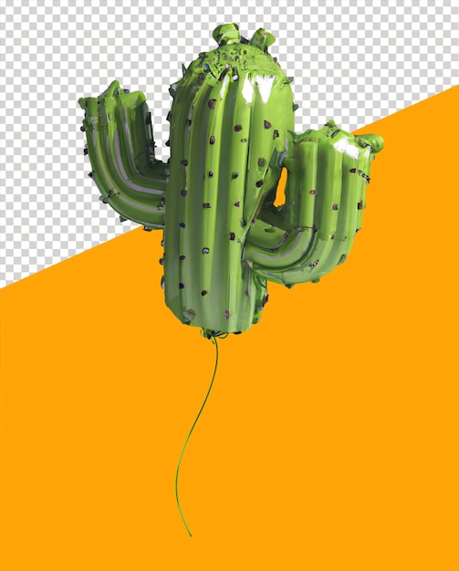 PSD 3d de globo infantil con forma de cactus flotando