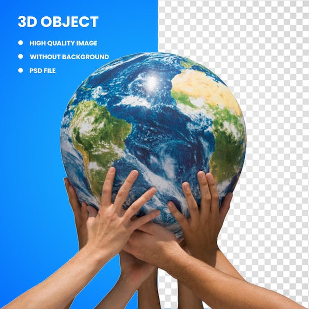 3d-globus mit händen