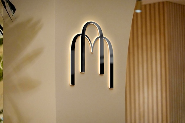 3d glow logo mockup luxury perspective wall na loja