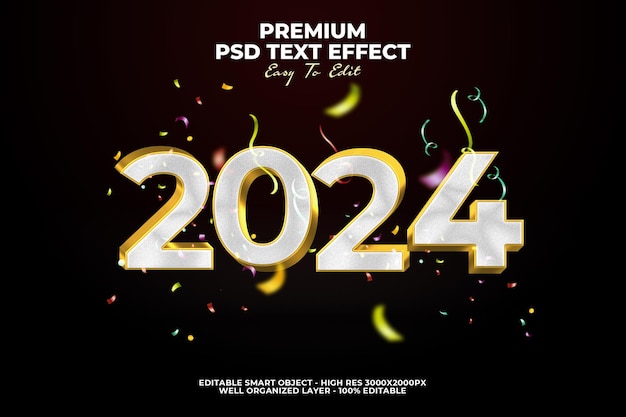 3d Gold 2024 Text-Effekt