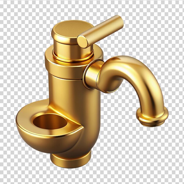 PSD 3d-gold-bidet-hahn isoliert auf durchsichtigem hintergrund