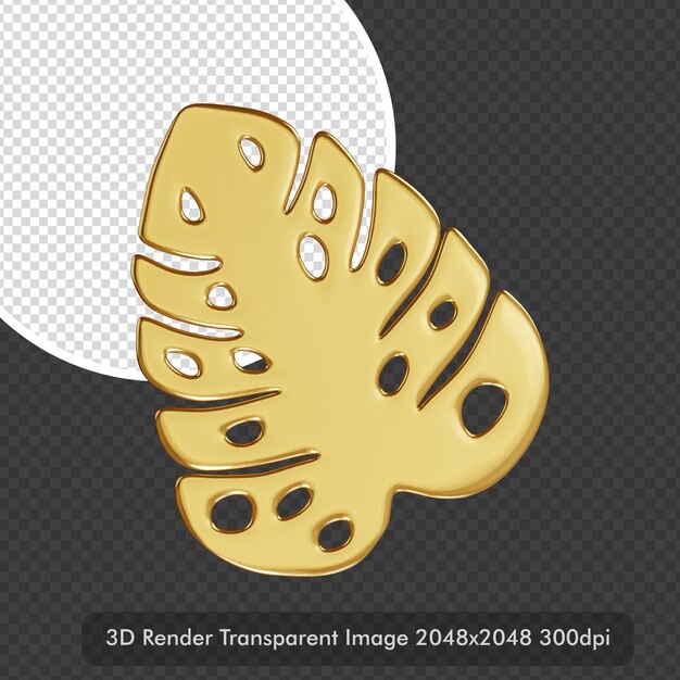 3d-gold-monstera-blatt