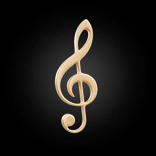 3D-Gold-Musiknotensymbol 3D-Rendering transparent