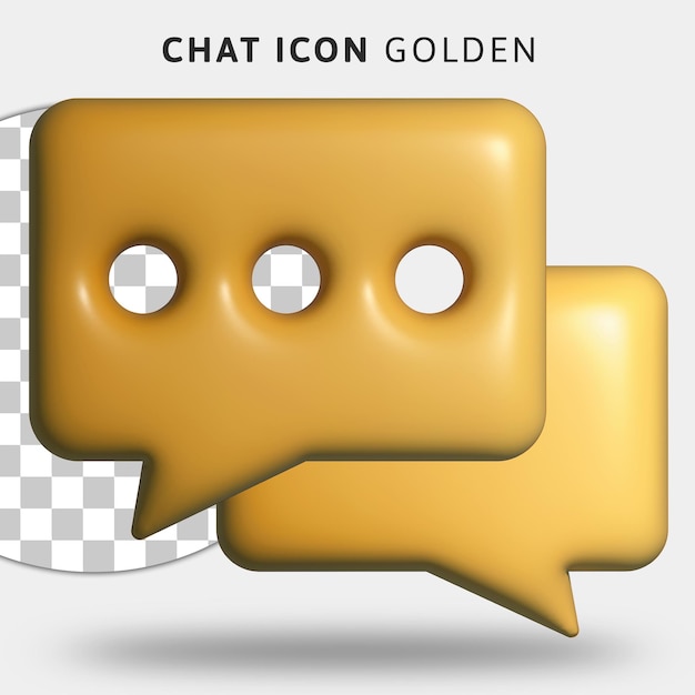 3D-Gold-Nachrichtensymbol auf transparentem Hintergrund