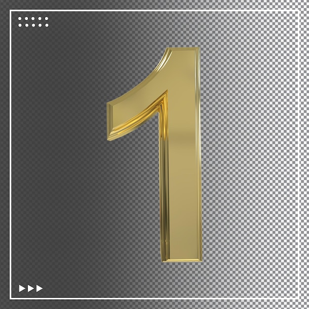 3d Gold Number 1 en Tidewater Trend color símbolo de tipo de fuente