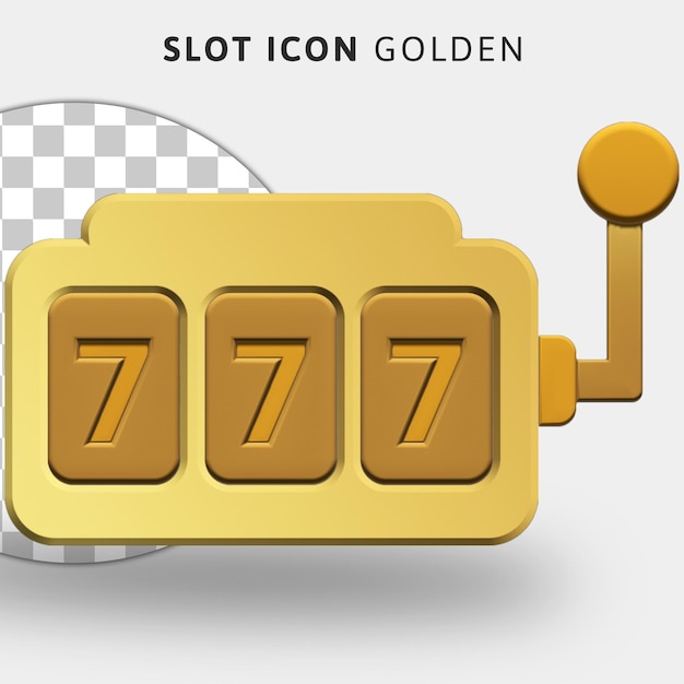 3d-gold-slot-symbol auf transparentem hintergrund