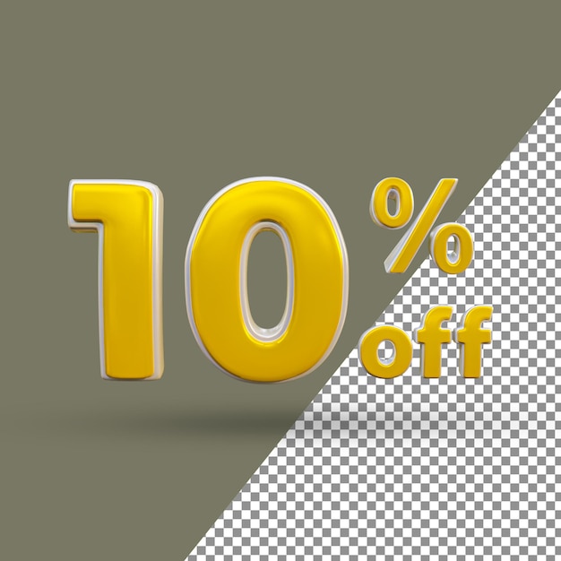 3D Gold Text Nummer 10 Prozent Rabatt