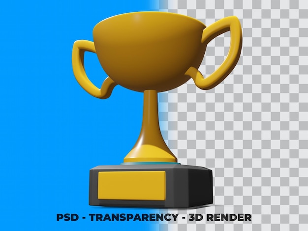 3d gold trophy com transparency render modeling premium psd