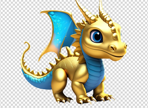 3D Gold und Blau Baby Drache