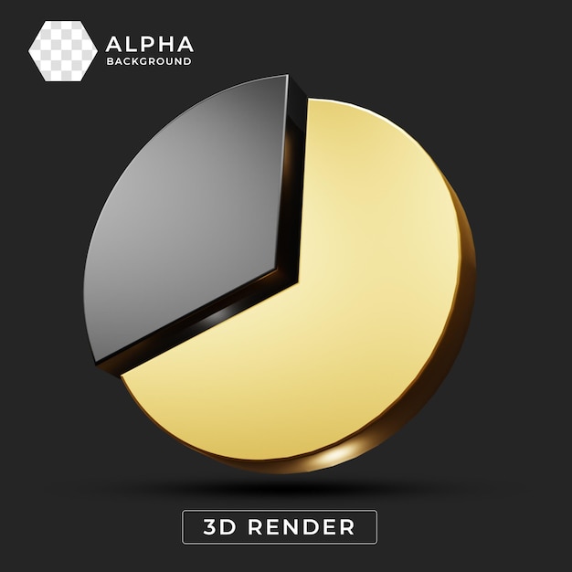 3D-Gold- und Schwarzkuchendiagramm