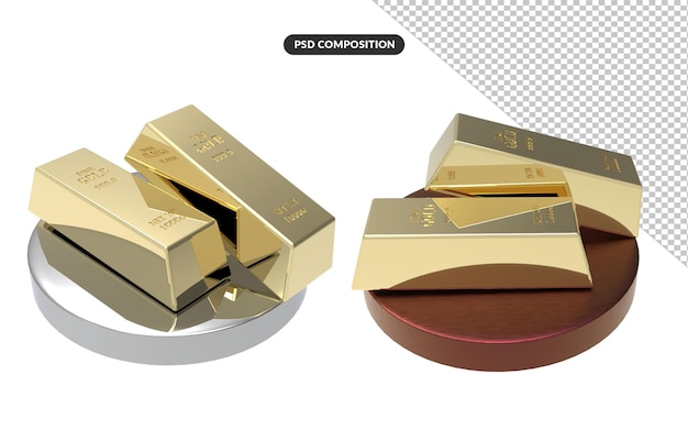 PSD 3d-goldbarren mit podium premium psd