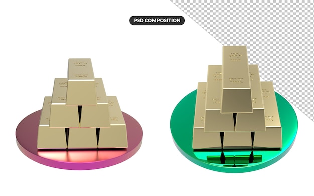 PSD 3d-goldbarren mit podium premium psd