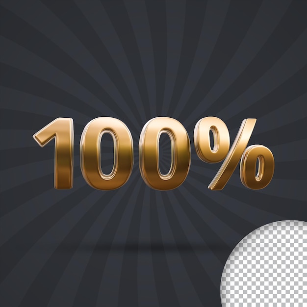 3D Golden Cento per cento psd