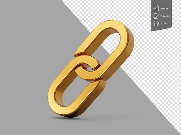 PSD 3d golden chain link icon symbol isolado em fundo cinzento ilustração 3d