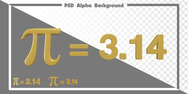 PSD 3d golden math pi símbolo con el valor de fondo alfa