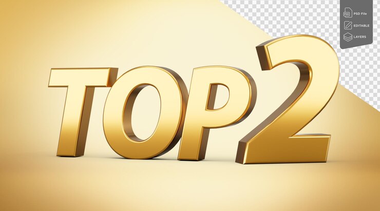 PSD 3d golden shiny top 25 texto top veinticinco texto 3d aislado en fondo blanco ilustración 3d