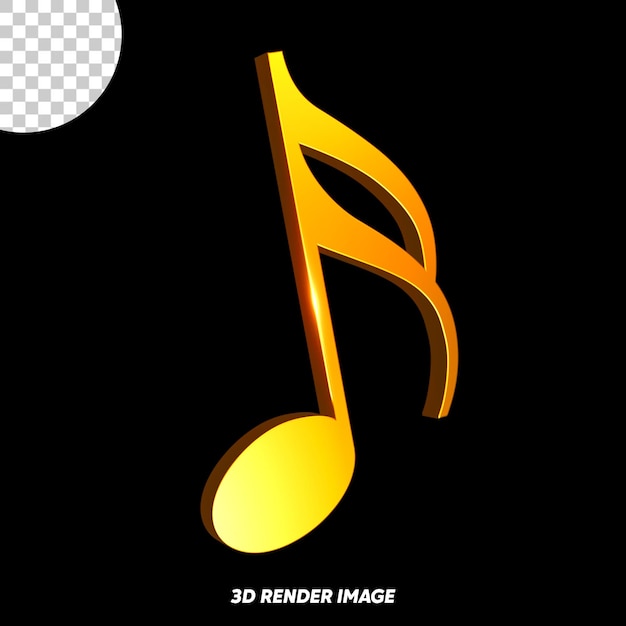 PSD 3d goldene musiknote mit dem wort render darauf