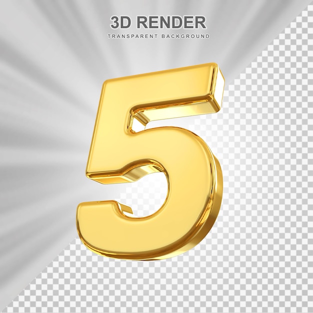 3D goldene Zahl 5