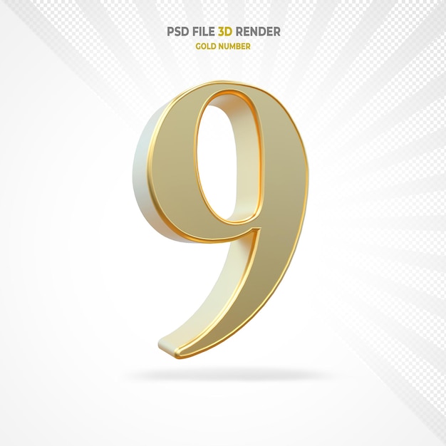3D goldene Zahl 9