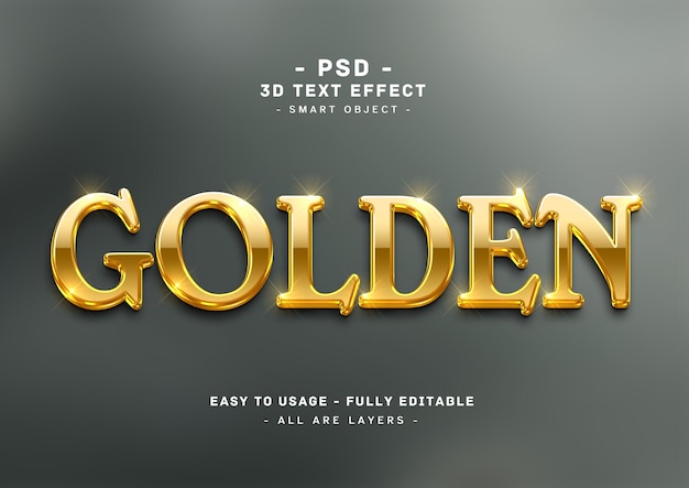 3D goldener Textstileffekt