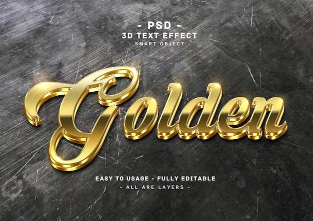 PSD 3d goldener textstileffekt