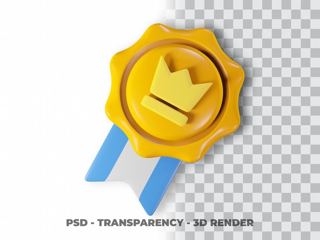 3D-Goldmedaillen-Symbol mit transparentem Hintergrund