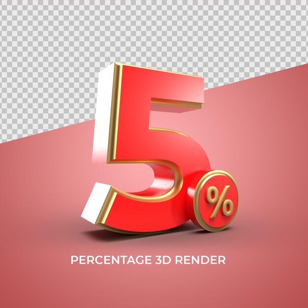 3D-Goldzahl 5 Prozent rot