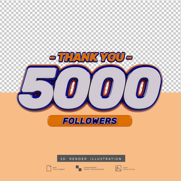 3d gracias efecto de texto 5000 seguidores