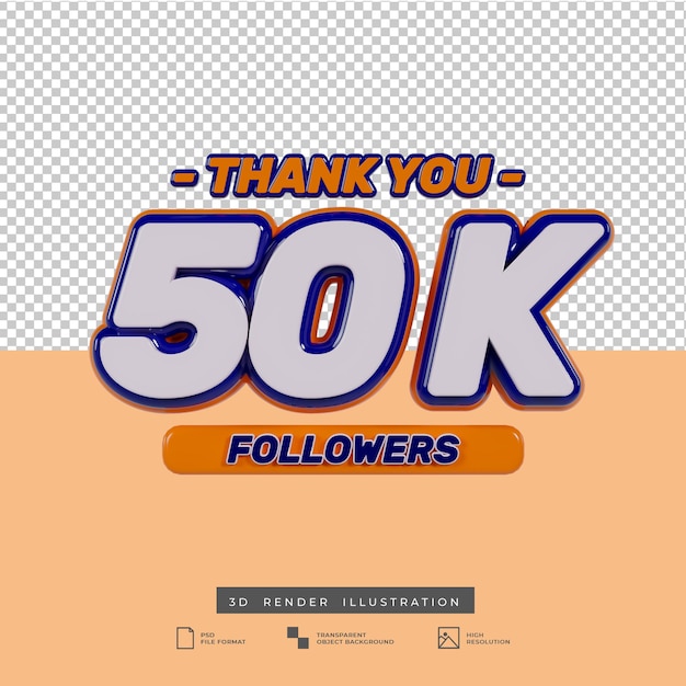 3d gracias efecto de texto de 50k seguidores