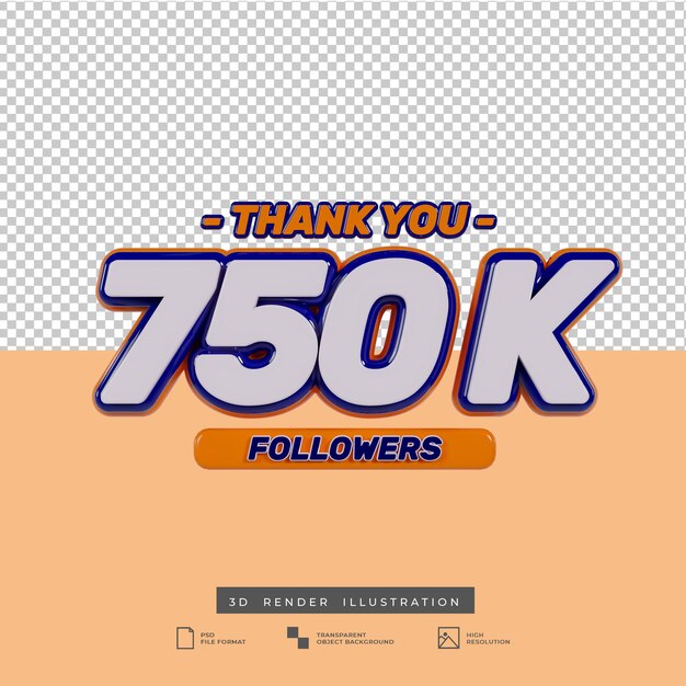 3d gracias efecto de texto de 750k seguidores