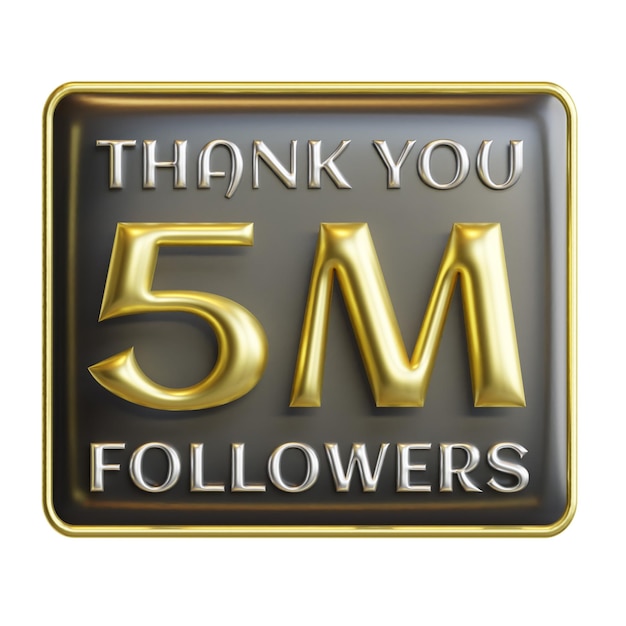 3d Gracias seguidores ilustración e icono de renderizado de alta calidad