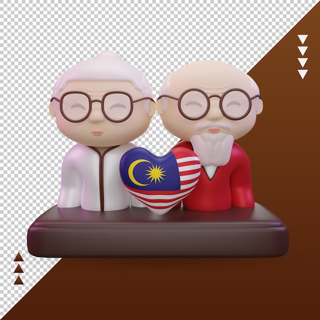 3d Grandparents Day Love Malaisie Drapeau Rendu Vue De Face