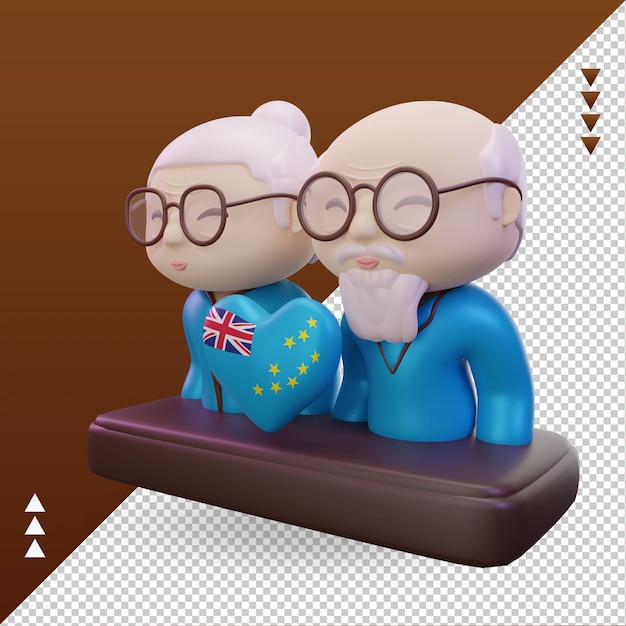 3d Grandparents Day Love Tuvalu Flag Rendu Vue Droite