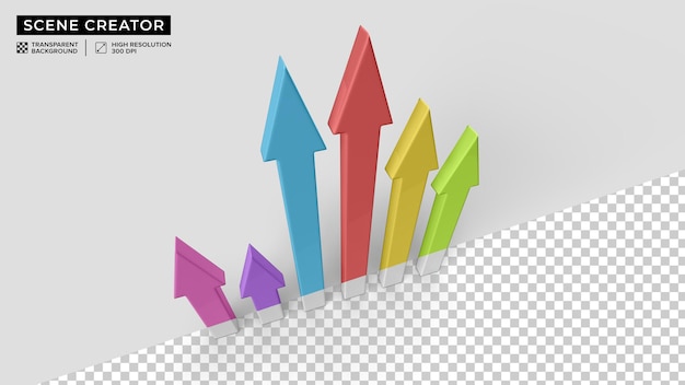 3D graphic style arrows mockup top view