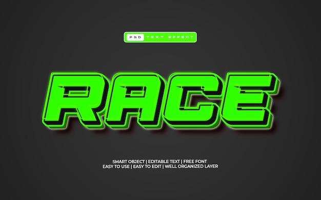 3D green Race Editable Text Effect