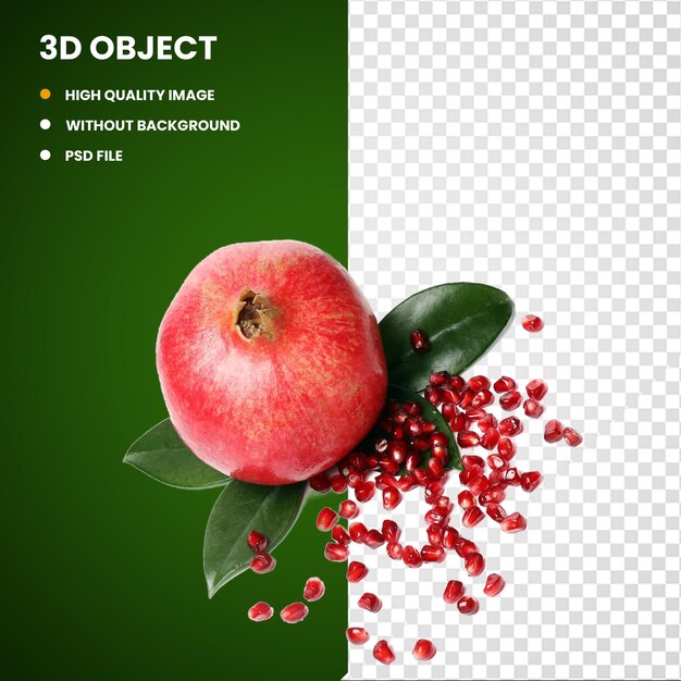 PSD 3d grenade grenade salade de fruits et pommes de grenade fruits et produits alimentaires et alimentaires naturels