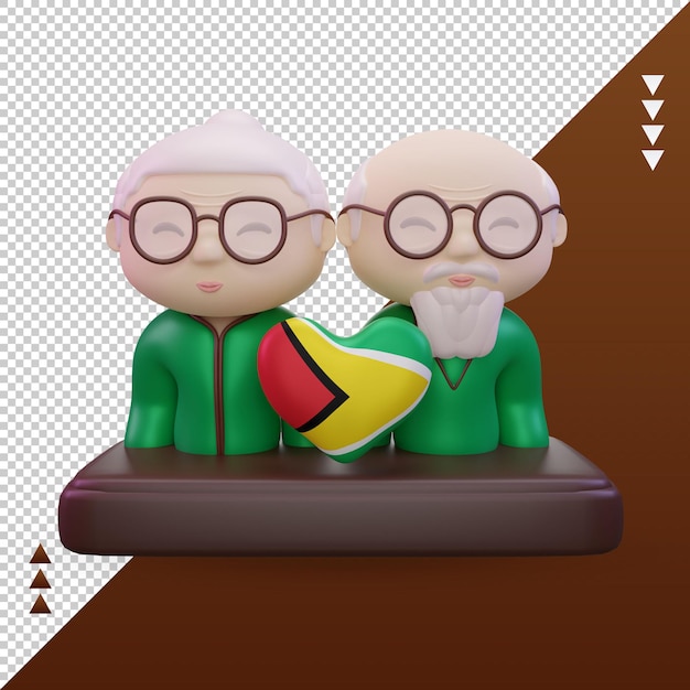 3d großeltern tag liebe guyana flagge rendering vorderansicht