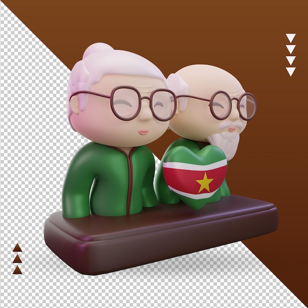 3d großeltern tag liebe suriname flagge rendering linke ansicht