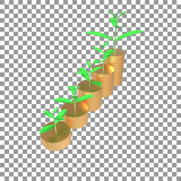 3d growing business infographic positive growth tree in coins