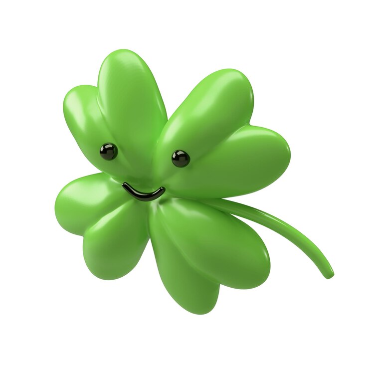 PSD 3d-grünes kleeblatt emoji-blatt isoliert auf weißem hintergrund vierblättriges kleeblatt-symbol rendern