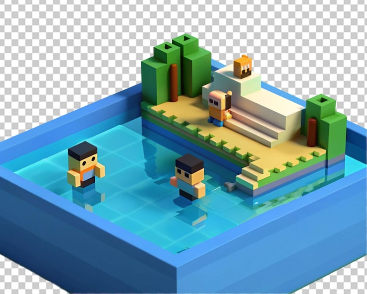 PSD 3d grupo de arte voxel png